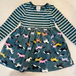 Hanna Andersson Green Striped Kentucky Derby Dress 3T Toddler Girls